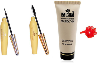 

ADS Waterproof Eyeliner / Mascara / White Invisible Foundation / Band(Set of 4)