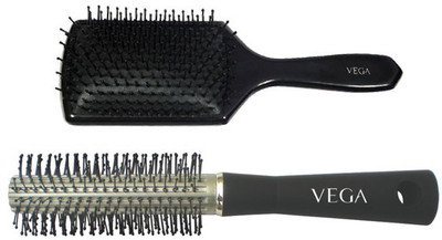 

VEGA Premium Paddle Hair Brush 8586 With Basic Round Hair Brush R10-Rb(Set of 2)