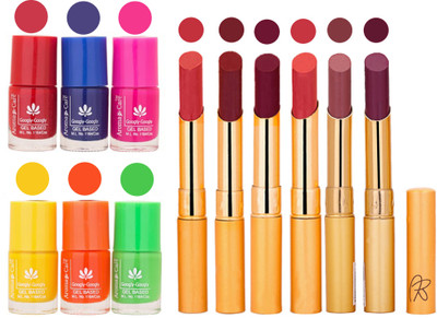 

Aroma Care Makeup Women Nail Polish and Exclusive Long Lasting Lipstick Set 91(Set of 12)