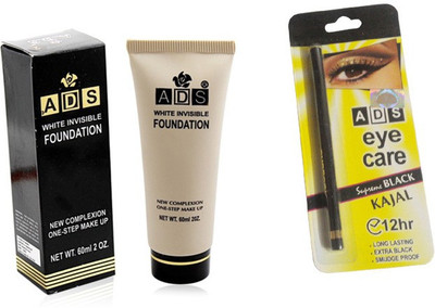 

ADS WHITE INVISIBLE FOUNDATION with Kajal(Set of 2)