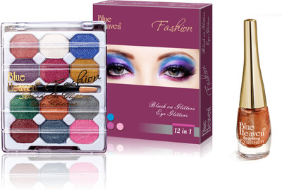 Blue Heaven 12x1 Fashion Eye Shadow & Sparkeling Eyeliner 03 Combo.(Set of 2)