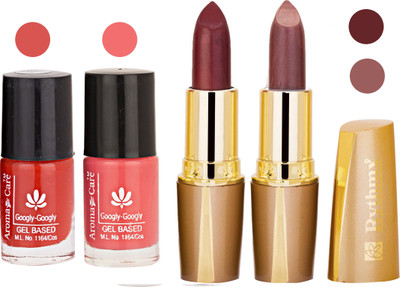 

Rythmx Orange Nail Polish + Brown Lipstick Combo 2907201601(Set of 4)