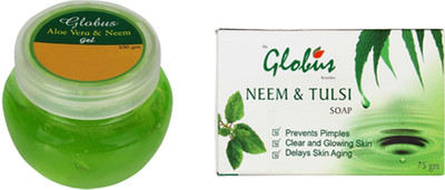 Globus Remedies ALOEVERA GEL & NEEM TUSLI SOAP COMBO PACK(2 Items in the set)