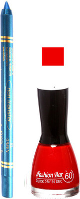 

Fashion Bar Bloody Red Nail Polish With Pro Non Transfer Turquoise Blue Kajal 82(Set of 2)