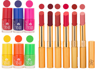 

Aroma Care Makeup Women Nail Polish and Exclusive Long Lasting Lipstick Set 98(Set of 12)