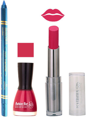 

Rythmx Lipstick , Nail Polish And Turquoise Blue Kajal Makeup Combo 1136(Set of 3)