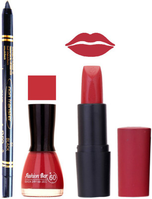

Fashion Bar Nail Polish , OTG Lipstick , Black Kajal Combo 54(Set of 3)