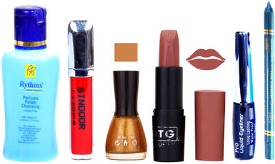 

Rythmx Remover, OTG Lipstick, Sindoor, Nail Polish,EyeLiner, Remover,Turqoise Blue Kajal, Makeup kit Combo 10042(Set of 6)