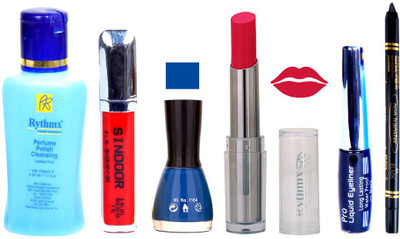 

Rythmx Lipstick And Nail Polish + Eyliner + Sindoor + Remover + Kajal Makeup Combo Pack(Set of 6)