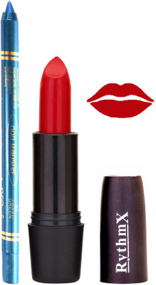 

Rythmx Red Lipstick And Pro Non Transfer Blue Kajal 28107(Set of 2)