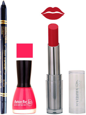 

Rythmx Lipstick , Nail Polish And Stay On Black Kajal Makeup Combo 1004(Set of 3)