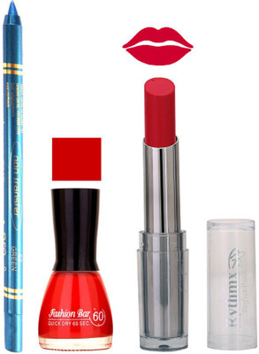 

Rythmx Lipstick , Nail Polish And Turquoise Blue Kajal Makeup Combo 1129(Set of 3)