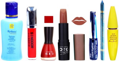 

Rythmx Remover + OTG Lipstick And Nail Polish, Eyliner, Sindoor, Kajal, Mascara Makeup Combo(Set of 7)