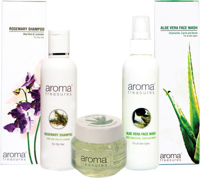 

Aroma Treasures Aloe Vera Gel, Aloe Vera Face Wash and Rosemary Shampoo(Set of 3)