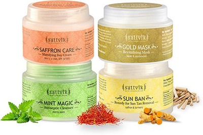 

Sattvik Organics Healthy And Radiant Skin Combo- (MM100, GM100, SB100, SC40)(Set of 4)