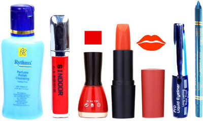 

Rythmx Remover, OTG Lipstick, Sindoor, Nail Polish,EyeLiner, Remover,Turqoise Blue Kajal, Makeup kit Combo 10030(Set of 6)