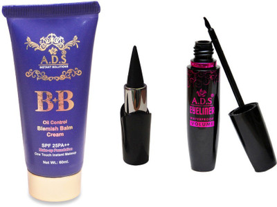 

ADS BB Cream (SPF-25PA++) / PhotoGenic Kajal / Waterproof Eyeliner(Set of 3)