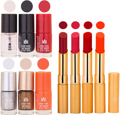 

Aroma Care Super Saver Pack : Quick Dry Nail Polish and Rythm Creamy Matte Long Lasting Lipstick Combo 10(Set of 10)