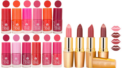 

Aroma Care Lot of 12-piece Surprise Nail Polish Set and Rythm Lipsticks Combo 126(Set of 16)