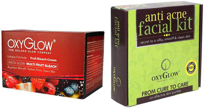 

Oxyglow Golden Glowmutli Fruit Bleach & Anti Acne Facial Kit 155gm(Set of 2)