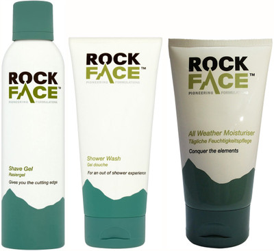 Rock Face Men Shave Gel & Shower Gel & All Weather Moisturizer(Set of 3)