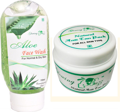 

Glowing Buzz Combo of 1 Aloe Face Wash And 1 Anti Tan Pack for face, hand and under arms(Set of 2)