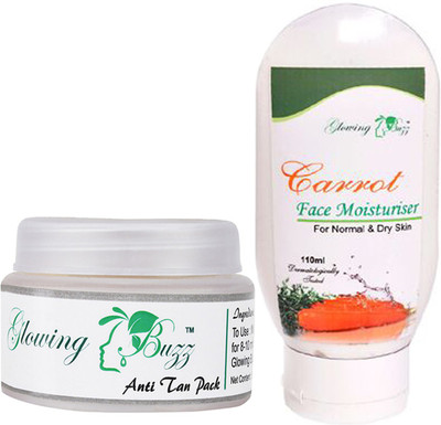 

Glowing Buzz Combo of Natural Anti Tan Pack for Face, Dark Under Arms and Hands and Carrot Moisturiser(Set of 2)