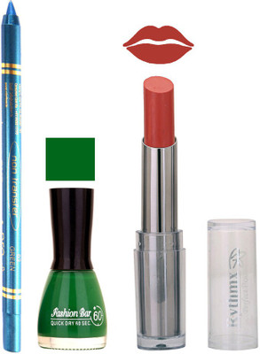 

Rythmx Lipstick , Nail Polish And Turquoise Blue Kajal Makeup Combo 1153(Set of 3)