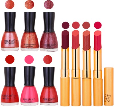 

Aroma Care Candi Bottle Nail Polish Combo with Rytm Popular Lipstick Combo Set-28(Set of 10)