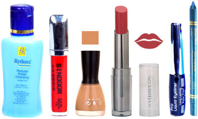 

Rythmx Lipstick And Nail Polish + Eyliner + Sindoor + Remover + Kajal Makeup Combo Pack(Set of 6)