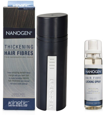 

Nanogen Hair Fibres Medium Brown with Locking Spray(Set of 2)