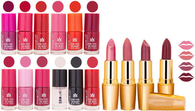 

Aroma Care Gel Nail Polish Set Quick Dry, Long Lasting and Creamy Matte Lipstick Combo 1176(Set of 16)