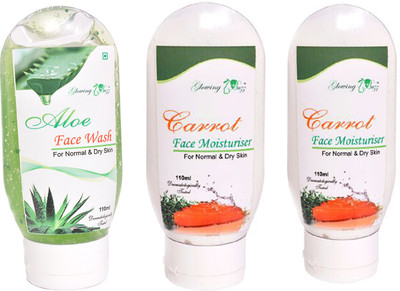 

Glowing Buzz Combo of 1 Aloe Face Wash and 2 Carrot Moisturiser for normal to dry skin(Set of 3)