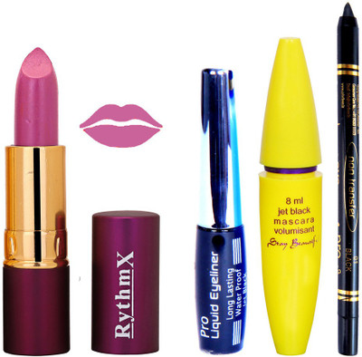

Rythmx Lipstick ,Black Eyeliner,Kajal, Jet Mascara Makeup Combo Pack(Set of 4)