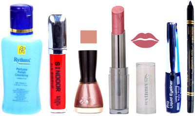 

Rythmx Lipstick And Nail Polish + Eyliner + Sindoor + Remover + Kajal Makeup Combo Pack(Set of 6)