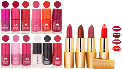 

Aroma Care Gel Nail Polish Set Quick Dry, Long Lasting and Creamy Matte Lipstick Combo 143(Set of 16)