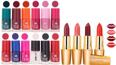 

Aroma Care All About Nail 12 Piece Color Nail Lacquer Combo Set + 4 Rythm Creamy Matte Lipstick Combo 137(Set of 16)