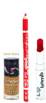 

Color Fever Red Lip Bomb Lipstick + Lip Liner+Nail Polish Combo 240320182(Set of 3)