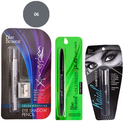 

Blue Heaven Line Design Sketch Eyeliner , Xpression Eye Shadow Pencil 06 & Innocence Kajal(Set of 3)