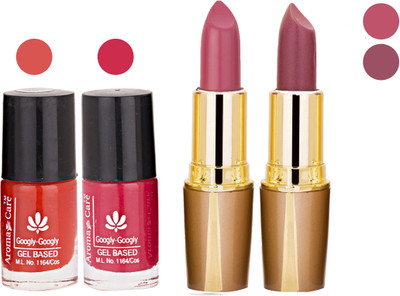 

Aroma Care Orange Nail Polish + Purple Lipstick Combo 2907201652(Set of 4)
