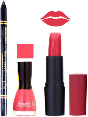 

Fashion Bar Nail Polish , OTG Lipstick , Black Kajal Combo 95(Set of 3)
