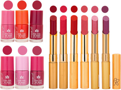 

Aroma Care Quick Dry Nail Polish and Rythm Lipstick Combo 1803201871(Set of 12)