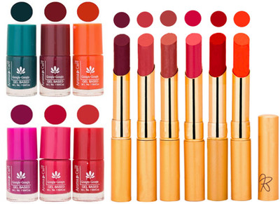 

Aroma Care Famous Combo of Nail Polish with Rythm Long Lasting Lipstick Sets 183201831(Set of 12)