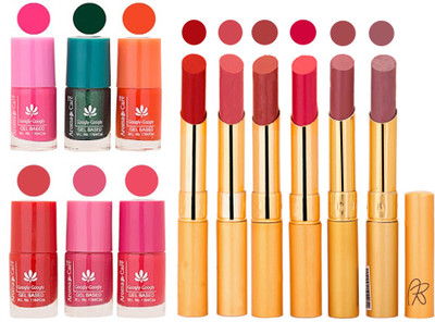 

Aroma Care Perfect Combo of Nail Polish and Rythm Lipstick Popular Shades in Wholesale Rate 2332017071(Set of 12)