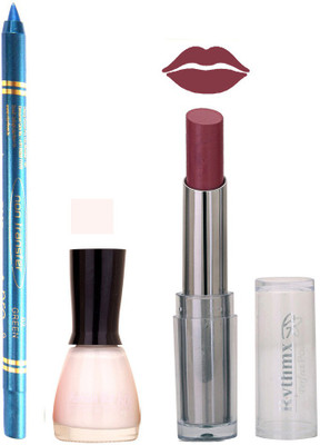 

Rythmx Lipstick , Nail Polish And Turquoise Blue Kajal Makeup Combo 1089(Set of 3)