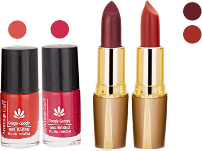 

Aroma Care Orange Nail Polish + Brown Lipstick Combo 2907201606(Set of 4)