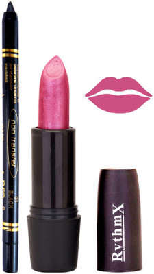 

Rythmx Shimmer Purple Mauve Lipstick And Pro Non Transfer Black Kajal 38106(Set of 2)