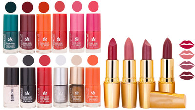 

Aroma Care Gel Nail Polish Set Quick Dry, Long Lasting and Creamy Matte Lipstick Combo 1135(Set of 16)