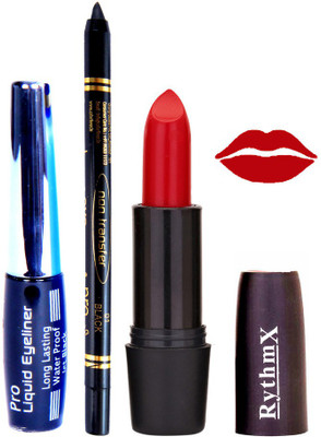 

Rythmx Red Lipstick Eyeliner Kajal Combo Kit 780112(Set of 3)