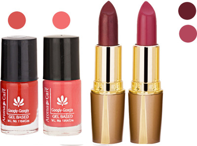 

Aroma Care Orange Nail Polish + Brown Lipstick Combo 2907201613(Set of 4)
